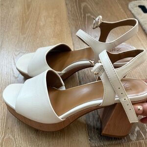 White Platform Chunky Heel